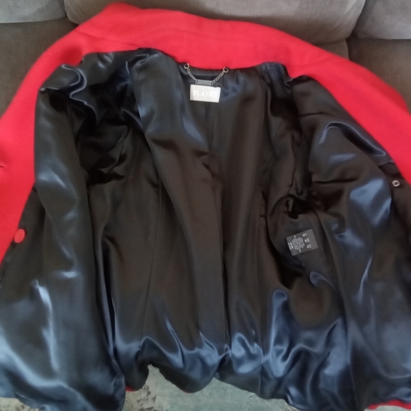 UK Brand Planet Red Wool Cashmere Pea Coat 16 - Picture 6 of 11